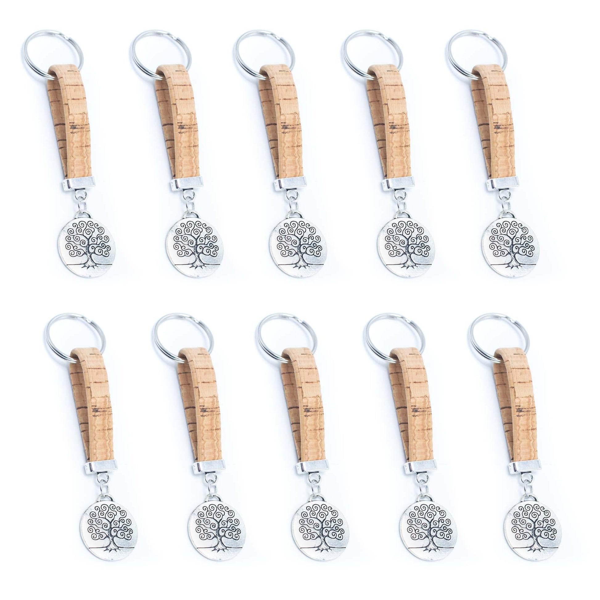Tree pendant cork leather keychain I-065-5