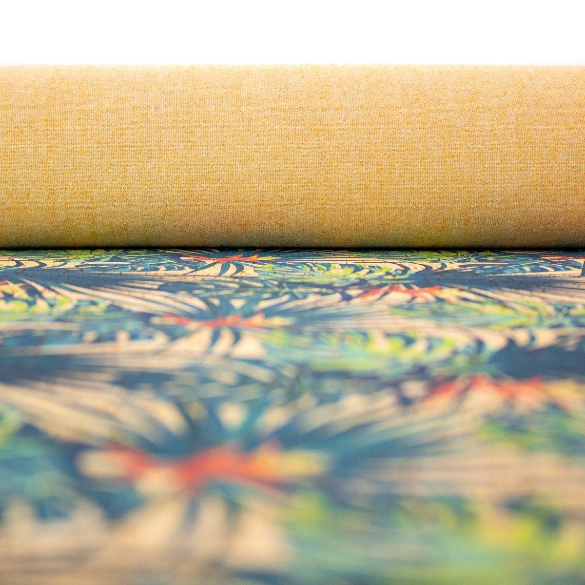 Guzmania flower and leaves pattern cork Fabric COF-250-2