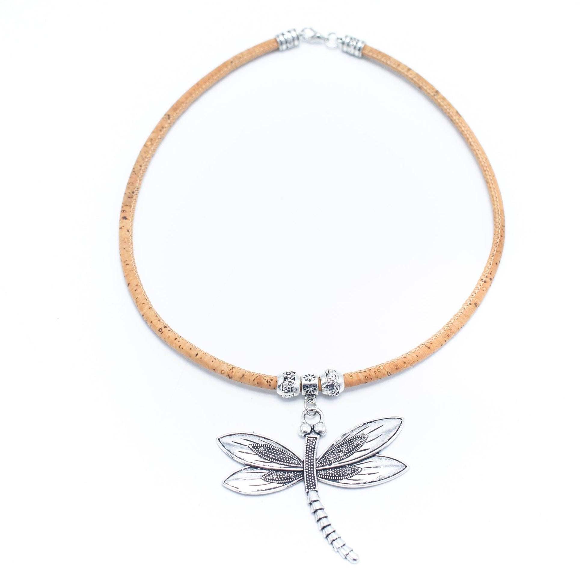 Natural Cork handmade dragonfly necklace N-317-5-1